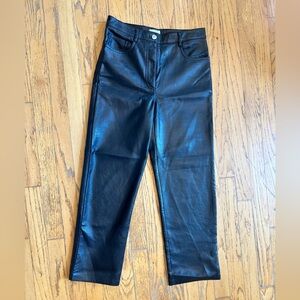 Aritzia Wilfred Crop Black Leather Pants, Size 4